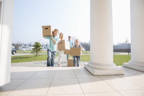 Office moving team preparing workplace relocation in Strand