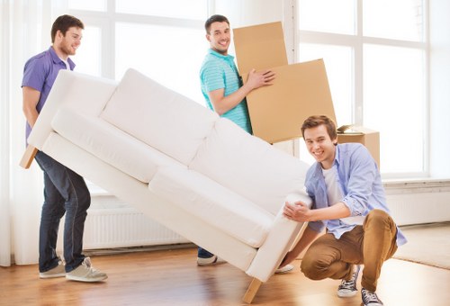 Packed household furniture loaded for removal truck hire